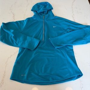Nike Women's Teal Blue Dri-FIT Half-Zip Hoodie